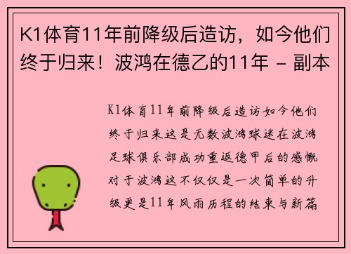 K1体育11年前降级后造访，如今他们终于归来！波鸿在德乙的11年 - 副本 (2)